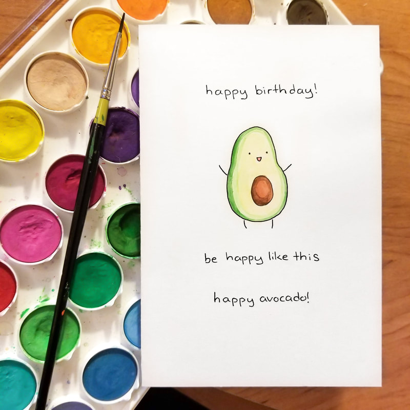 May Kopecky avocado birthday card by May Ling Kopecky
