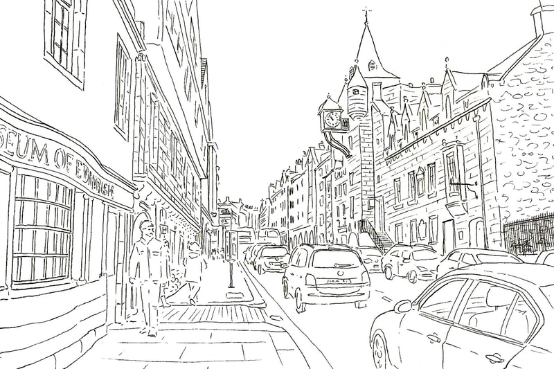 May Kopecky Edinburgh Street by May Ling Kopecky Ink Drawing