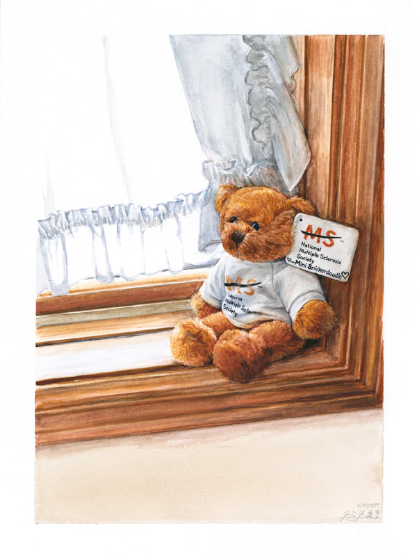 May Kopecky Mini Snickerdoodle by May Ling Kopecky drawing painting watercolor teddy bear MS multiple sclerosis pediatric